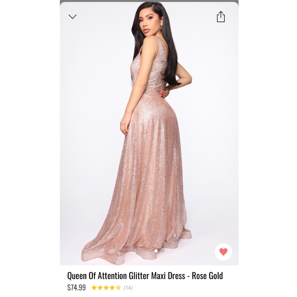Queen of Attention Glitter Dress, Rose Gold, Med